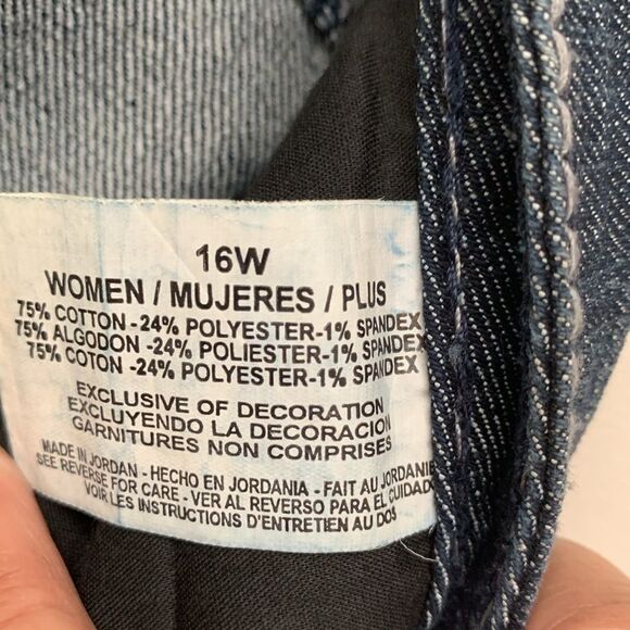 Code Bleu Annette Bootcut Jeans Dark Blue Embellished Embroidered Size 16W - Picture 6 of 12